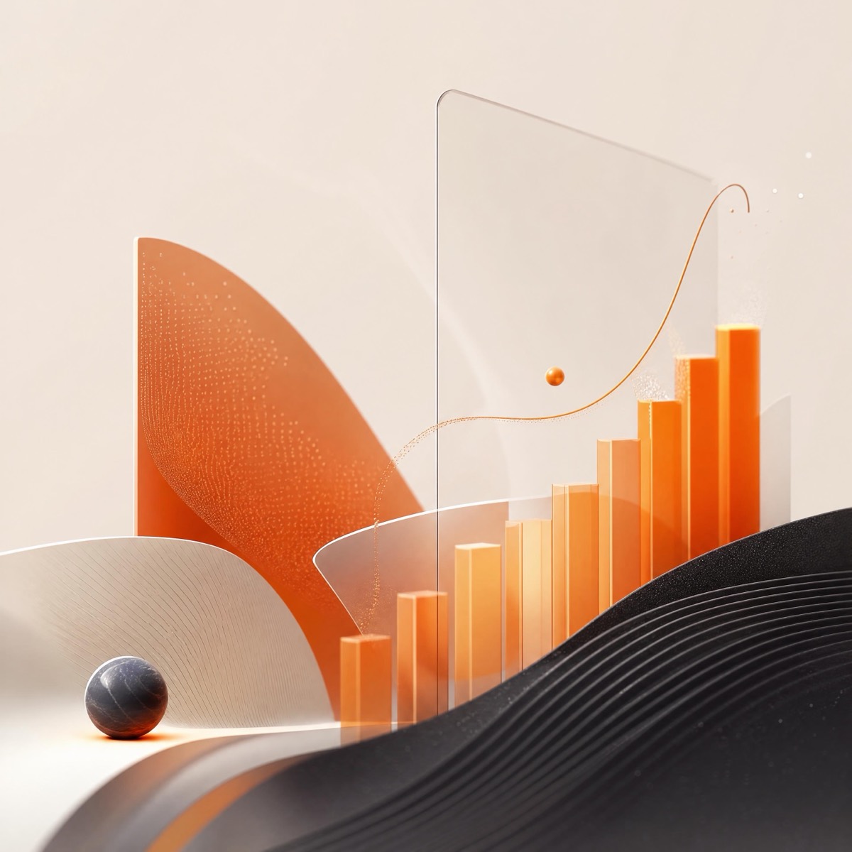 Abstract render of a rising chart and growth curve