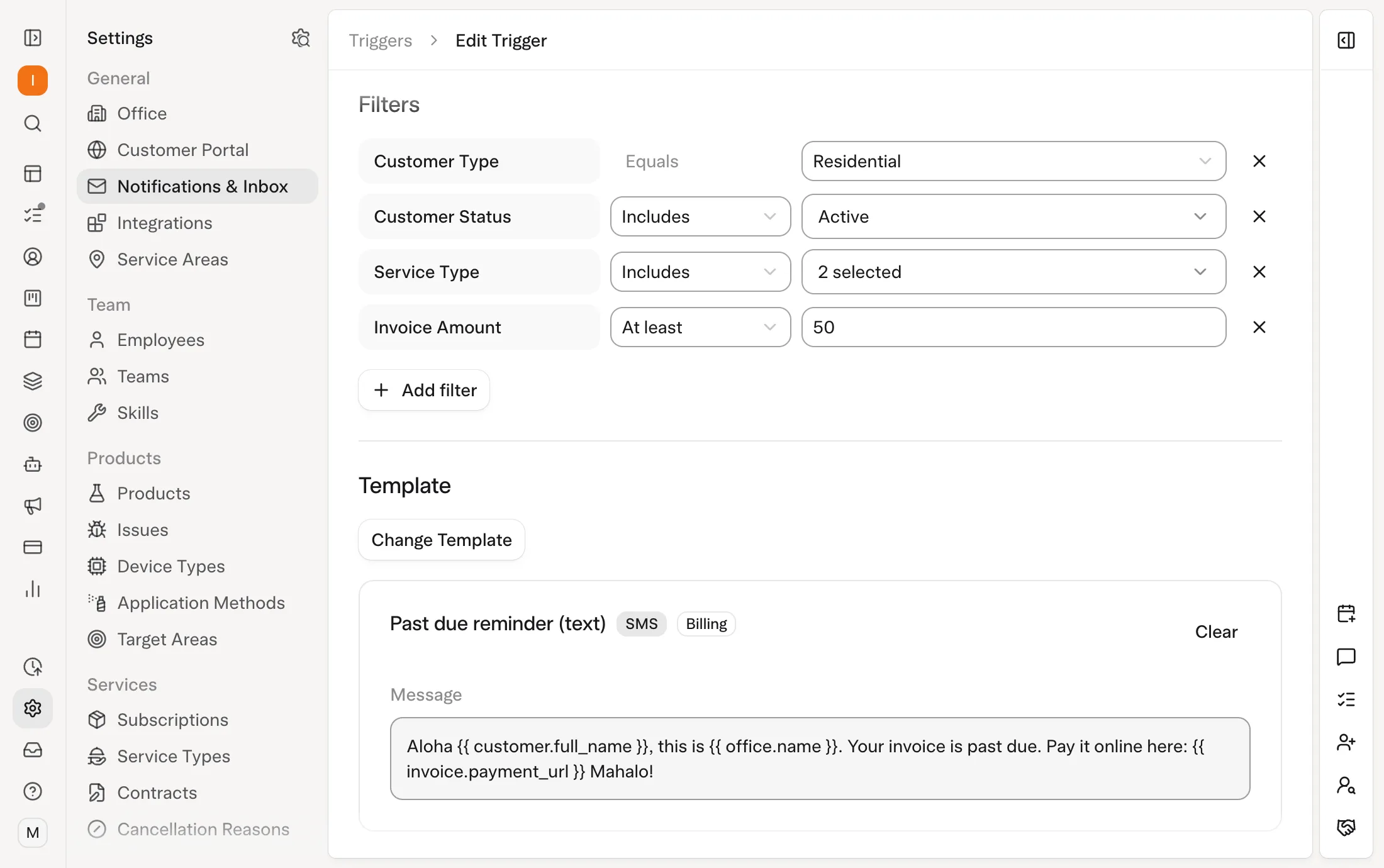 Solea app: Automated collections (demo data)