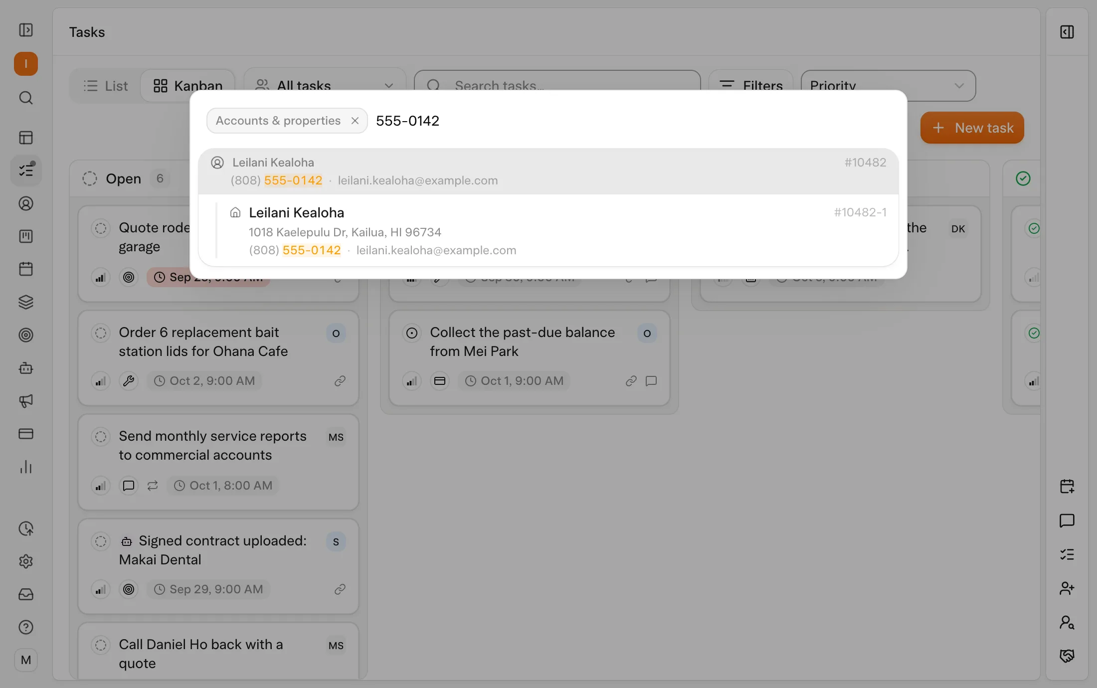 Solea app: Customer management (demo data)