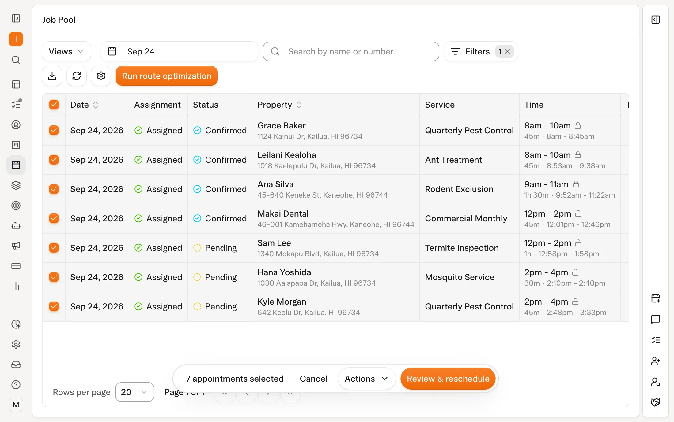 Solea app: Job pool (demo data)
