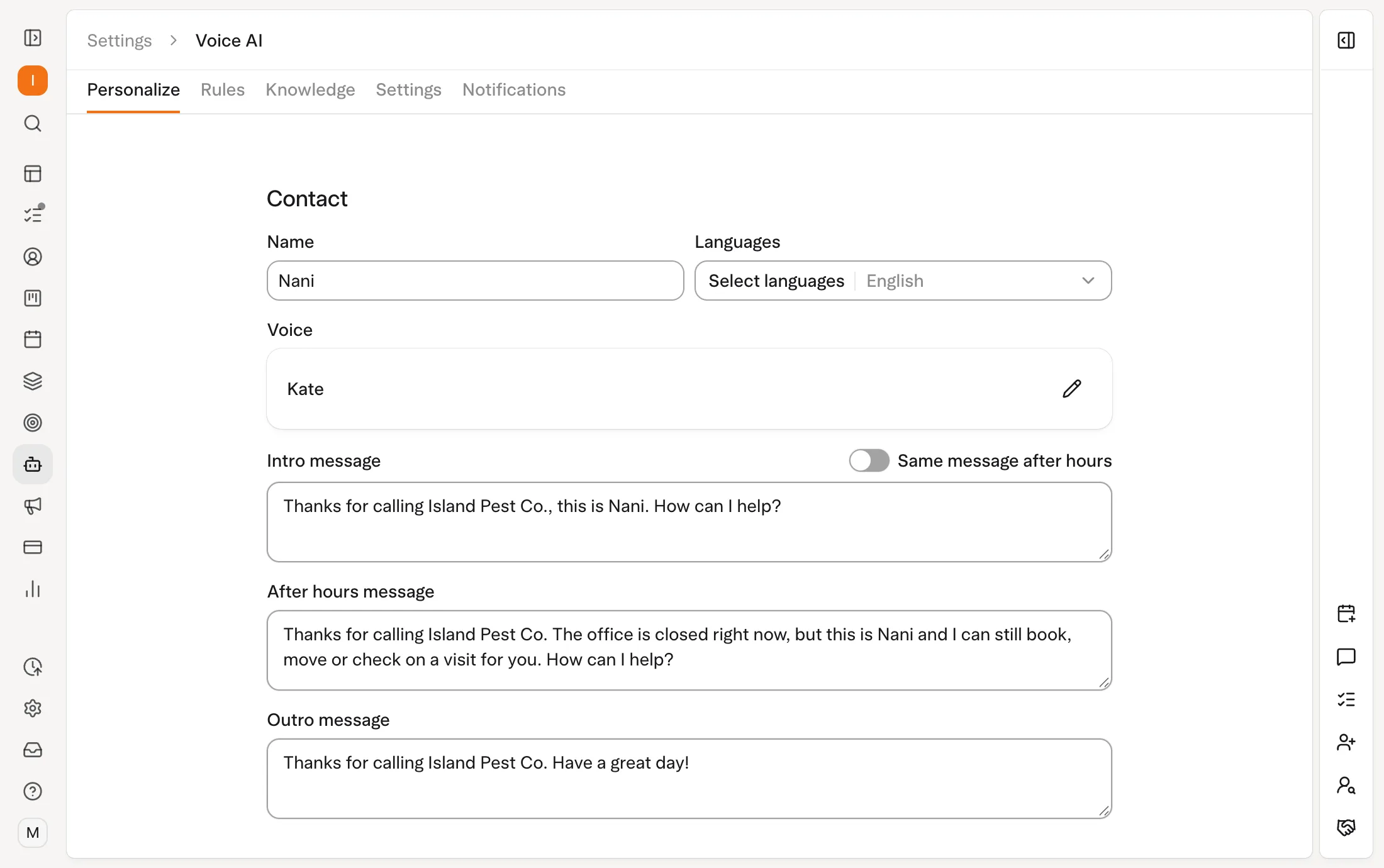 Solea app: AI Voice & inbox (demo data)